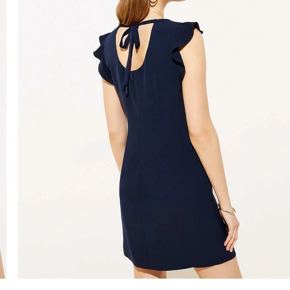 NWT LOFT navy shift dress flutter sleeve size 4 - Picture 3 of 6